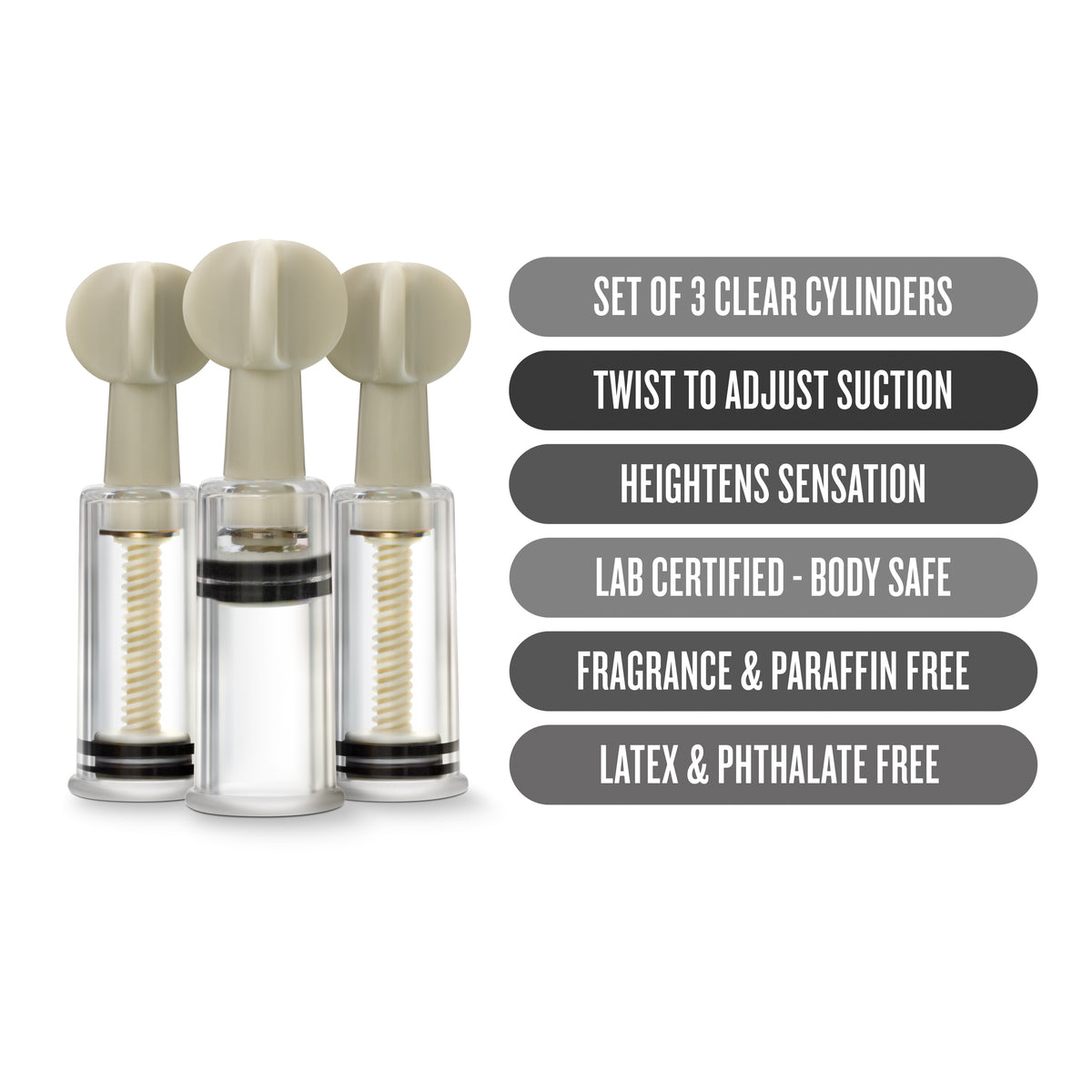Temptasia Clit and Nipple Twist Suckers Set of 3 - Clear