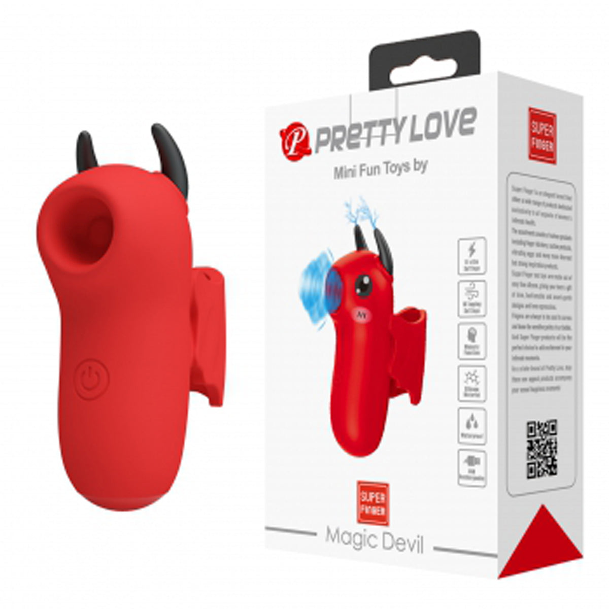 Pretty Love Magic Devil Finger Vibrator - Red - Waterproof - Rechargeable
