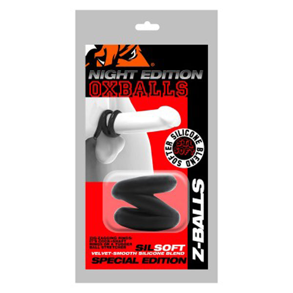 Oxballs Z-Balls Zig-Zag Cockring Ballstretcher – Black