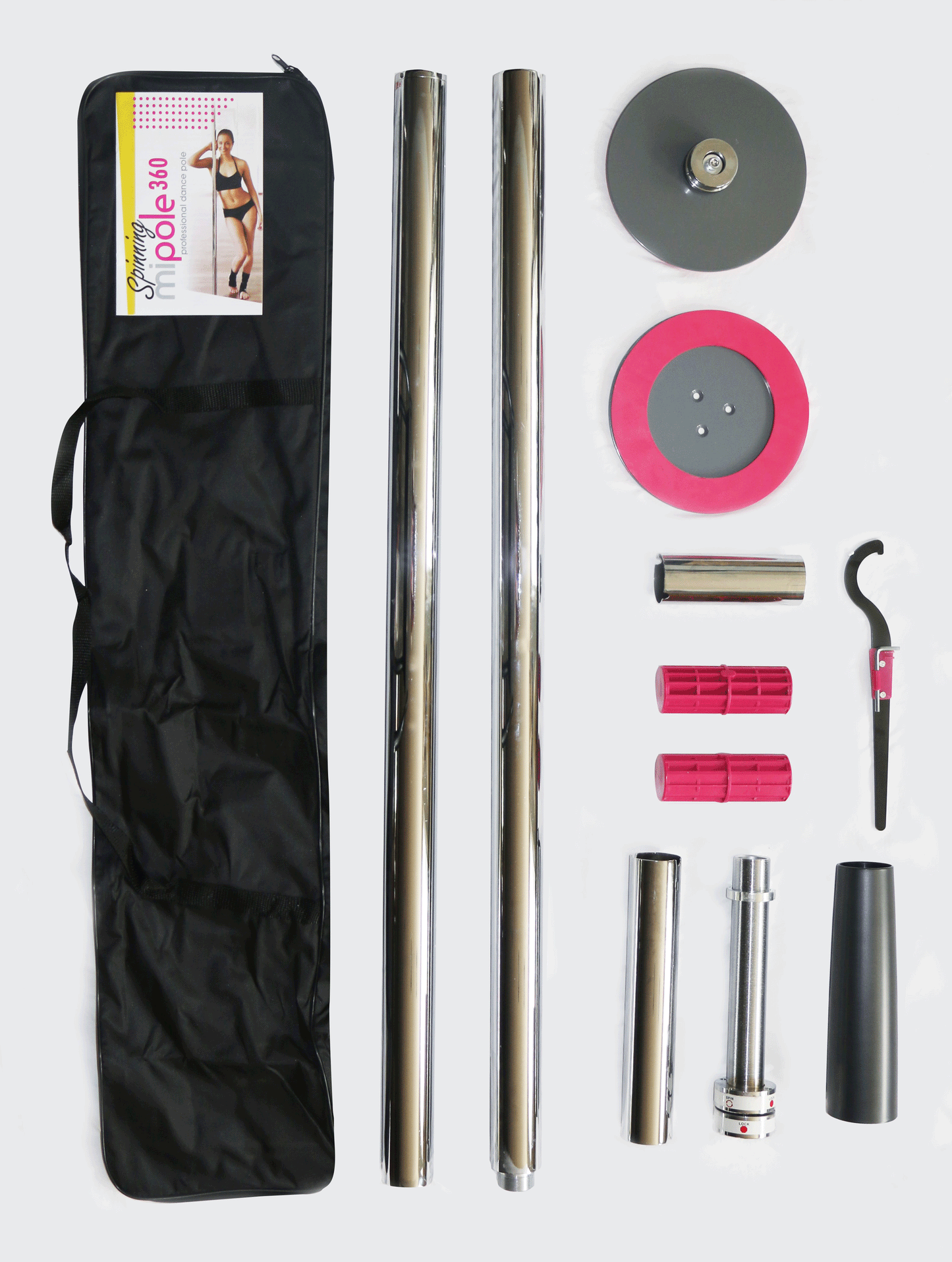 Mipole 360 Spinning Dance Pole – Silver – Portable and Adjustable