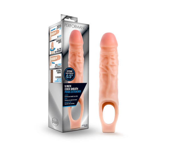 Blush Performance 9 Inch Cock Sheath Penis Extender - Beige