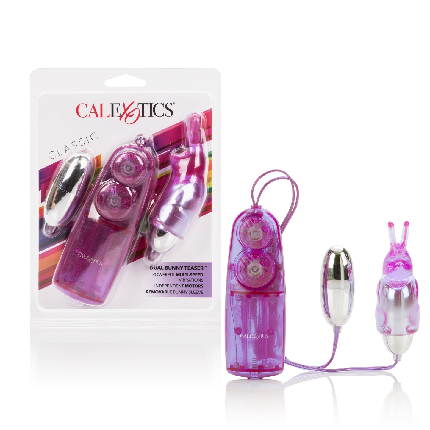 CalExotics Dual Bunny Teaser – Purple – Multi-Speed Bullet Vibrator