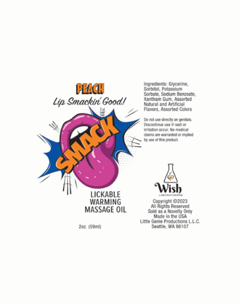 Smack Warming and Lickable Massage Oil - Peach - 2 Oz