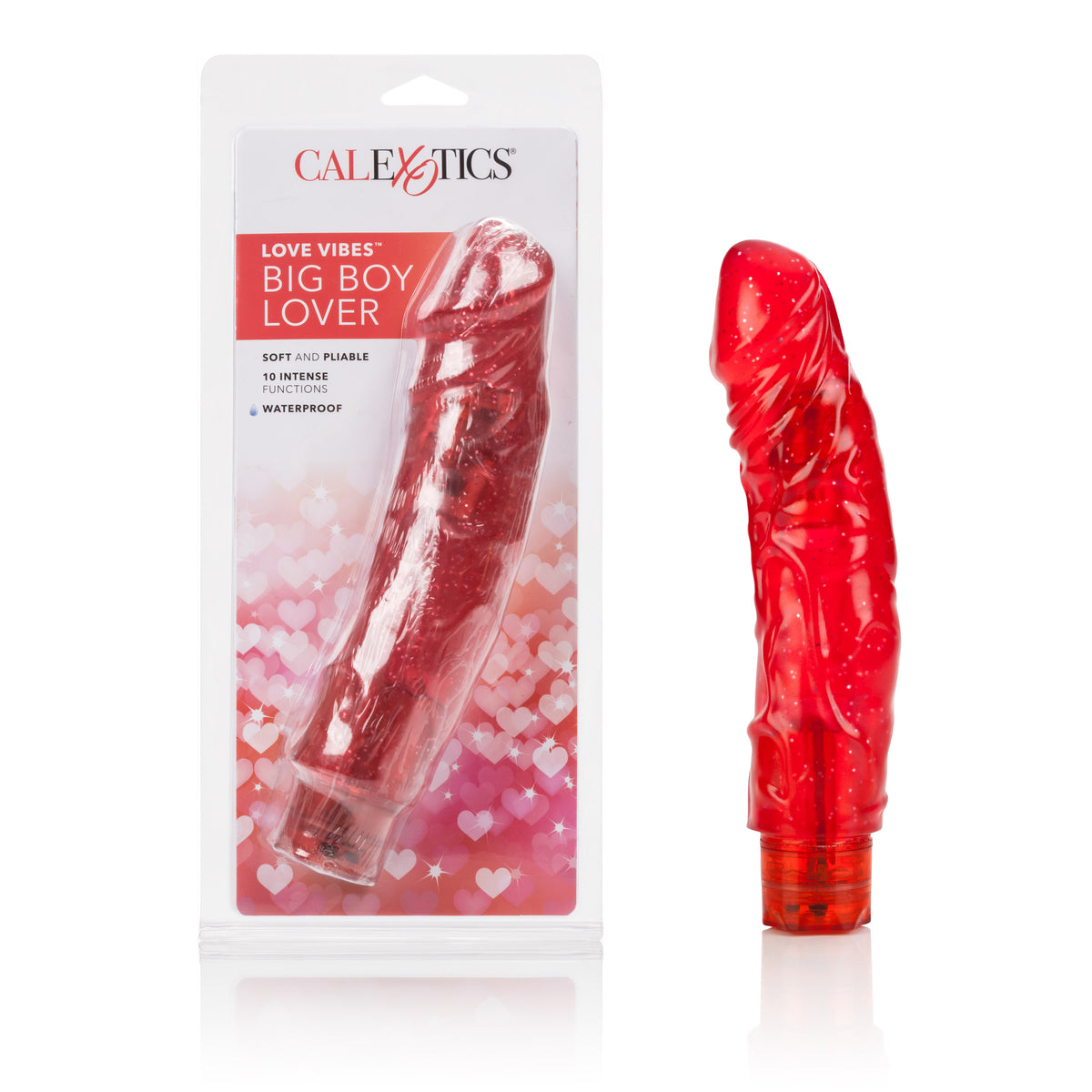 CalExotics Love Vibes Big Boy Lover – Soft Vibrator with Multi-Function Features – Red
