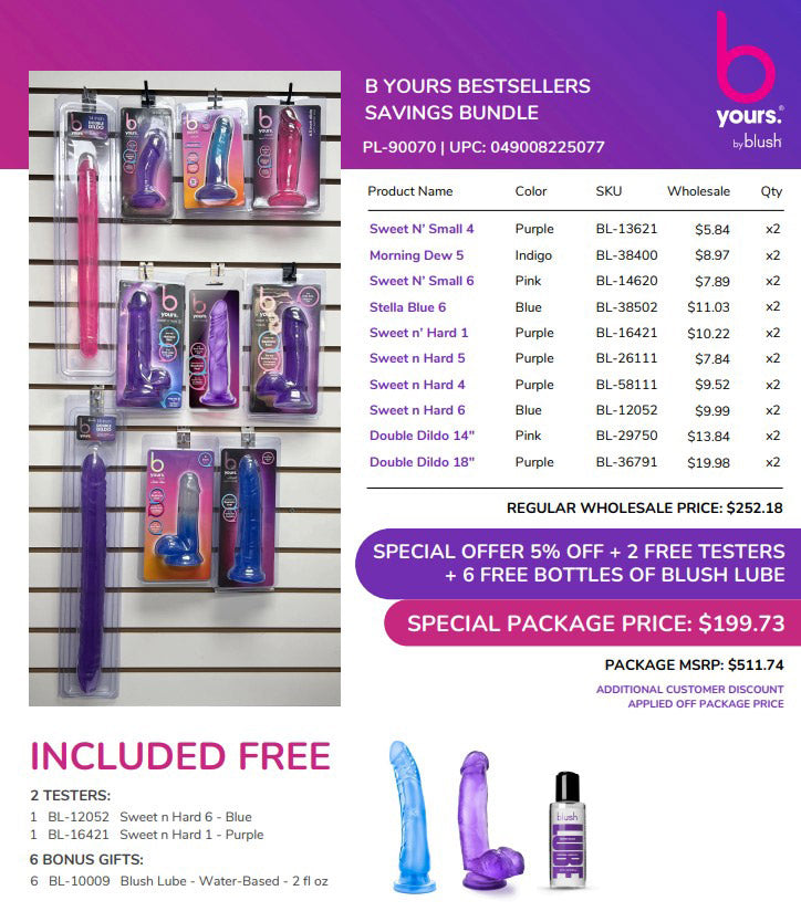 B Yours Bestsellers Bundle - Variety of Dildos and Lubricant