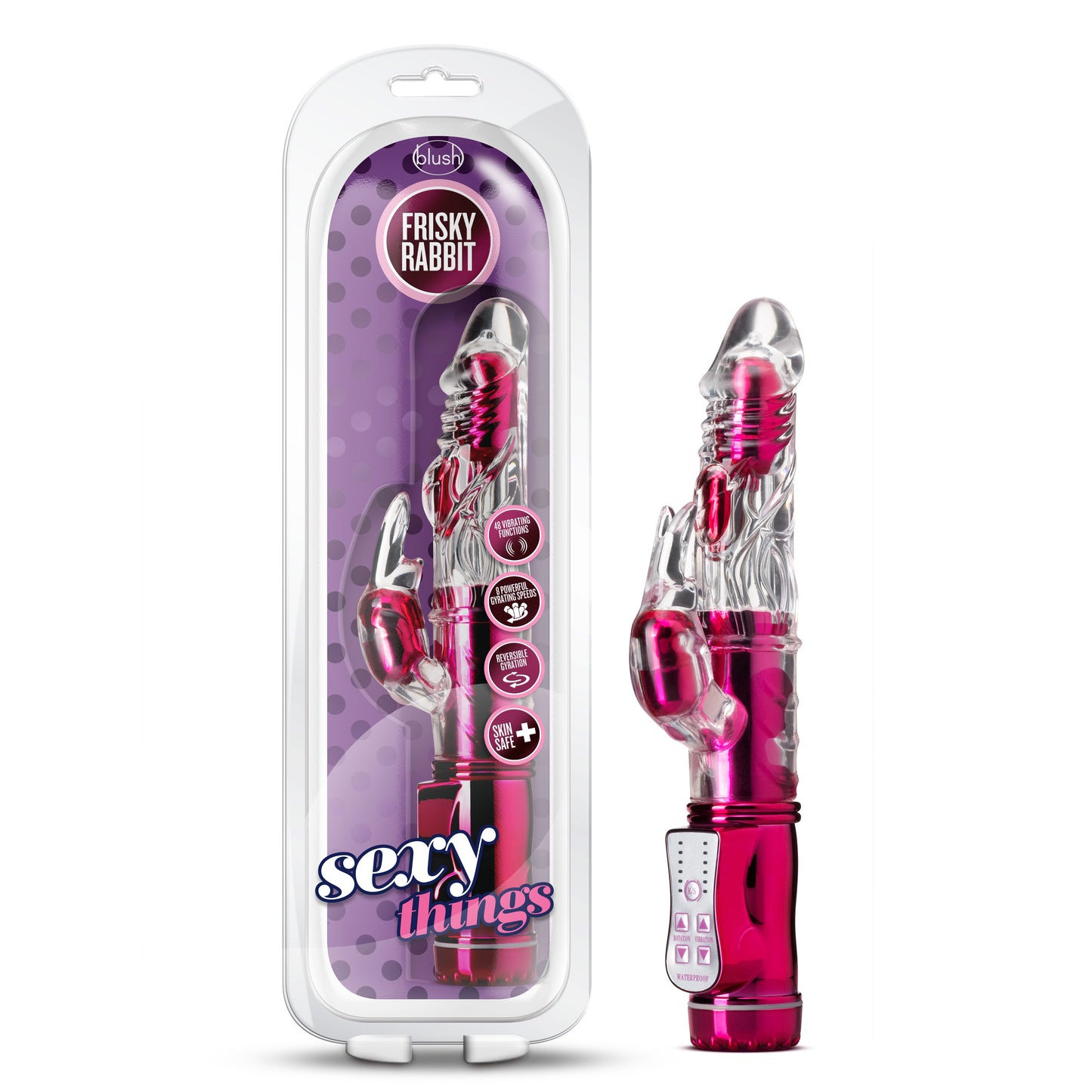 Blush Sexy Things Frisky Rabbit Vibrator - Pink - Multi-Function with Gyration and Vibration