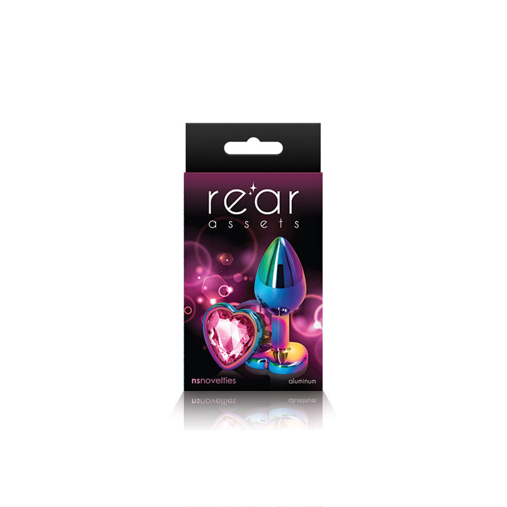 Rear Assets Multicolor Heart Small Anal Toy - Pink