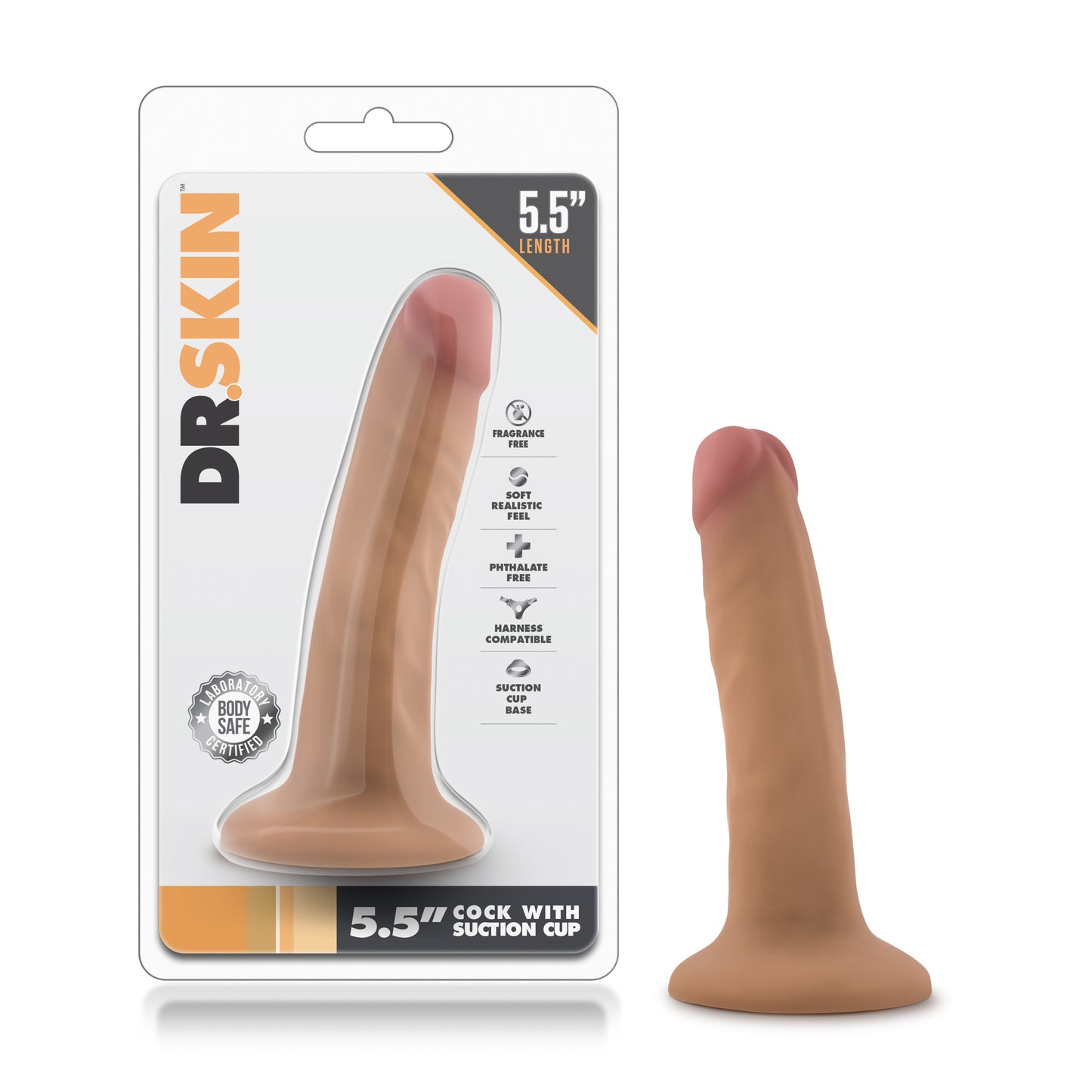 Dr. Skin 5.5 Inch Cock with Suction Cup - Mocha - Realistic and Bendable