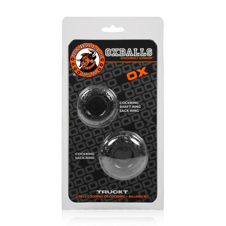 Oxballs Truckt 2 Piece Cockring Set - Black - Phthalate Free