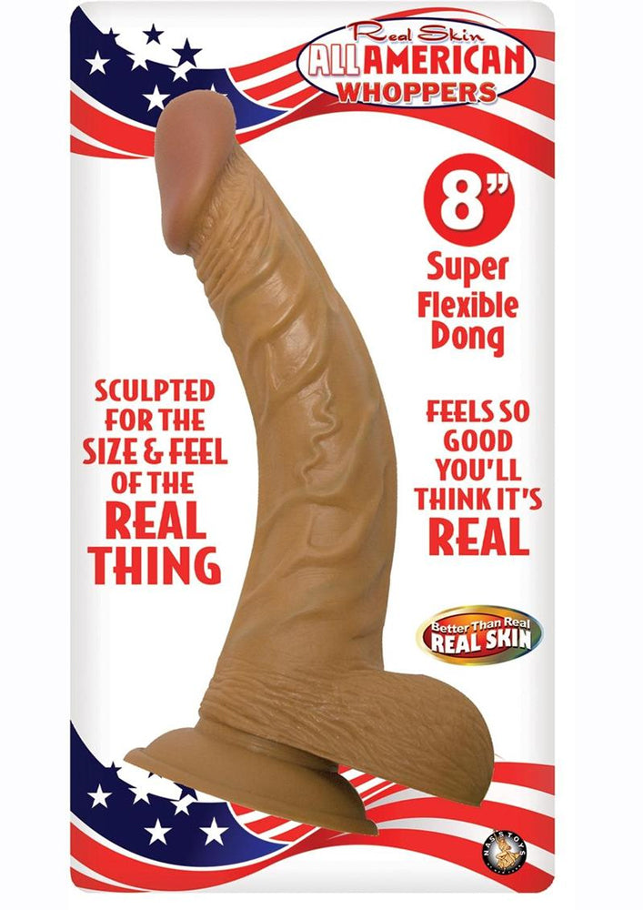 Nasstoys Latin American Whoppers 8 Inch Flexible Curved Dong with Balls – Brown