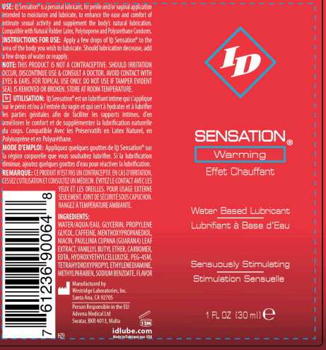 ID Sensation Warming Water-Based Lubricant 1 Oz