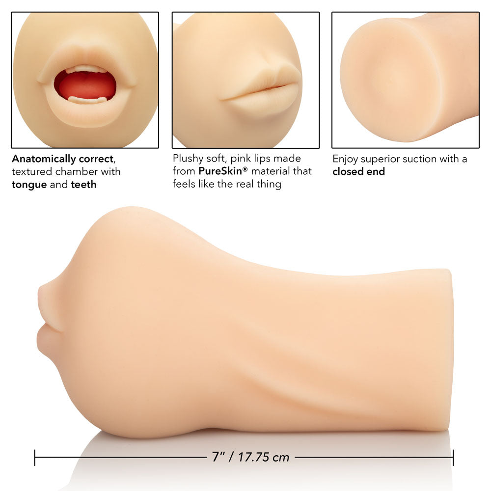 CalExotics Stroke It Mouth - Realistic Stroker with Textured Chamber - Ivory