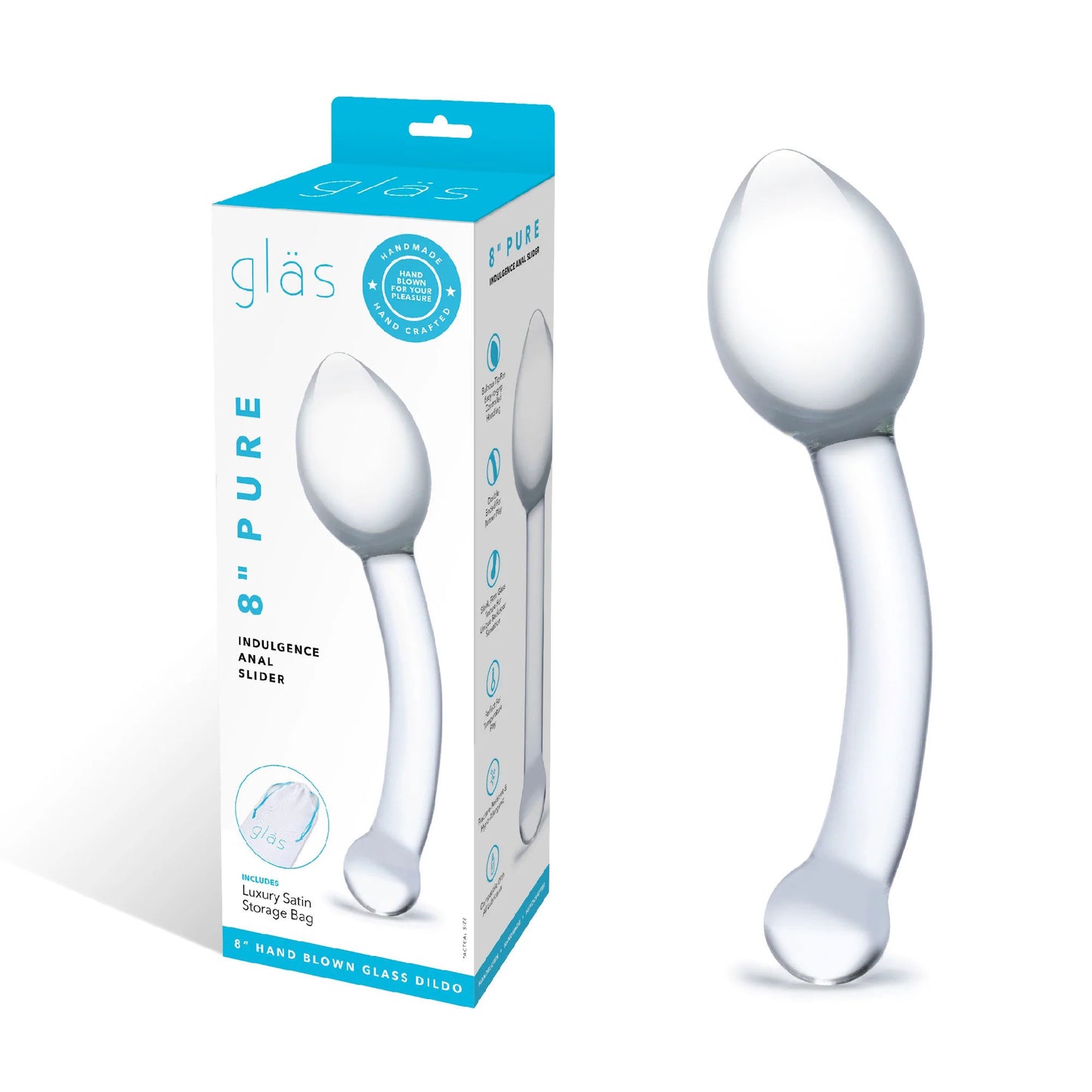 Electric Novelties Pure Indulgence Anal Slider – Clear – Curved Glass Anal Toy