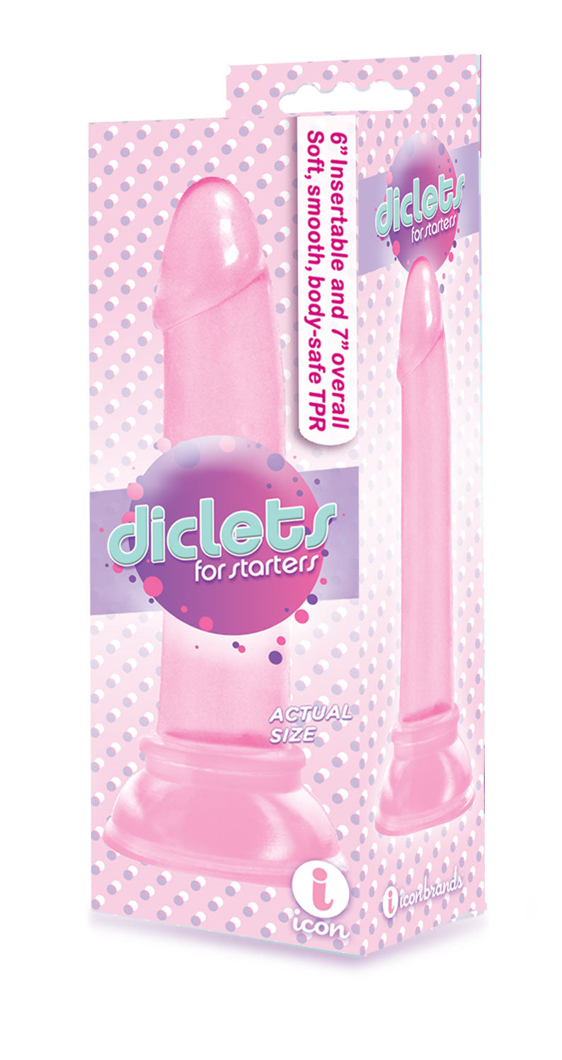 Icon Brands Diclet's 7 Inch Jelly Dong - Pink - Realistic and Bendable with Suction Cup