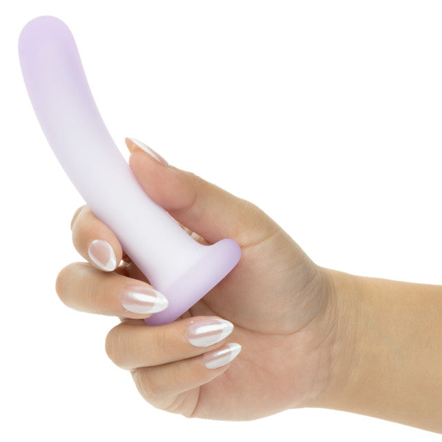 CalExotics Lavender Haze Slender Curved Probe Vibrator, Rechargeable Liquid Silicone, IPX7, Purple