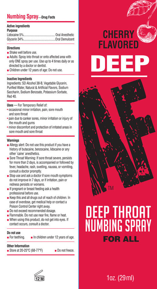 Little Genie Deep AF Deep Throat Numbing Spray - Cherry - 1 Fl. Oz.