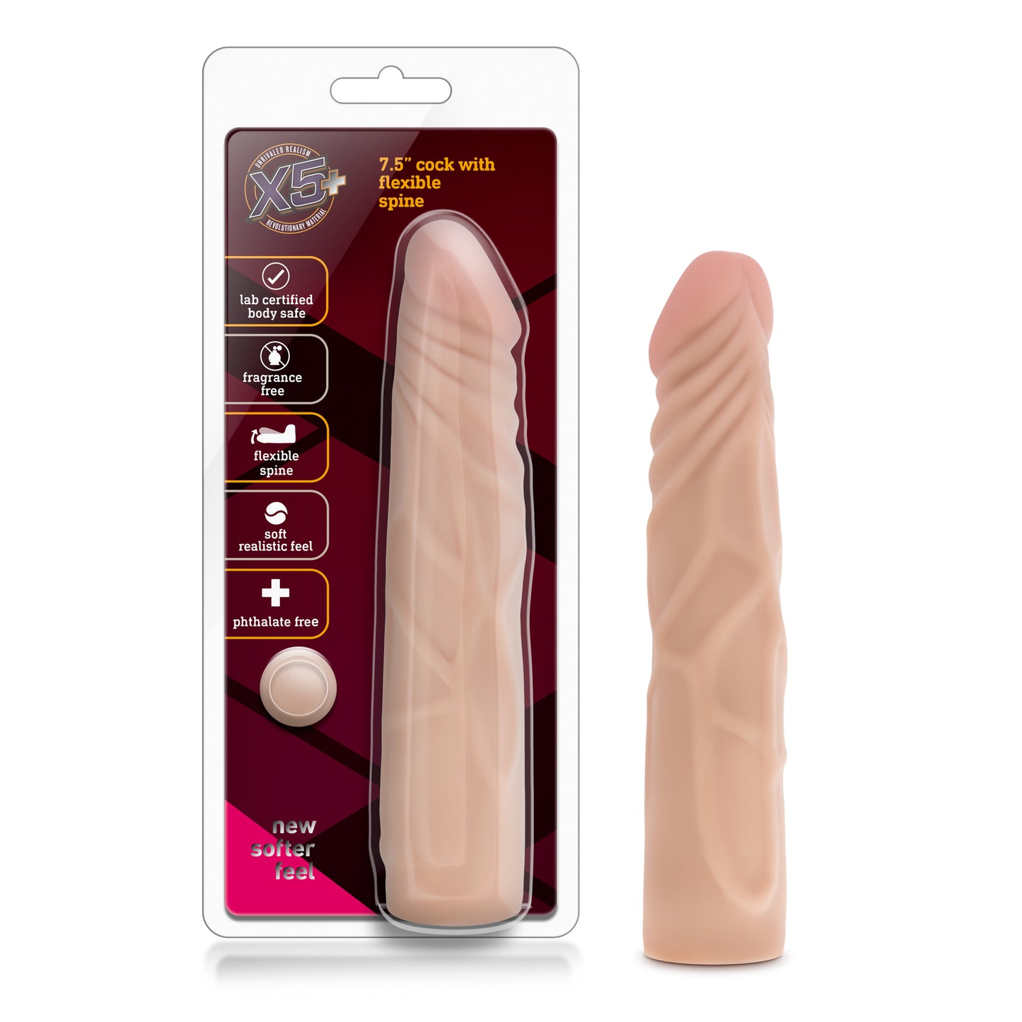 Blush X5 7.5 Inch Dildo with Flexible Spine - Beige