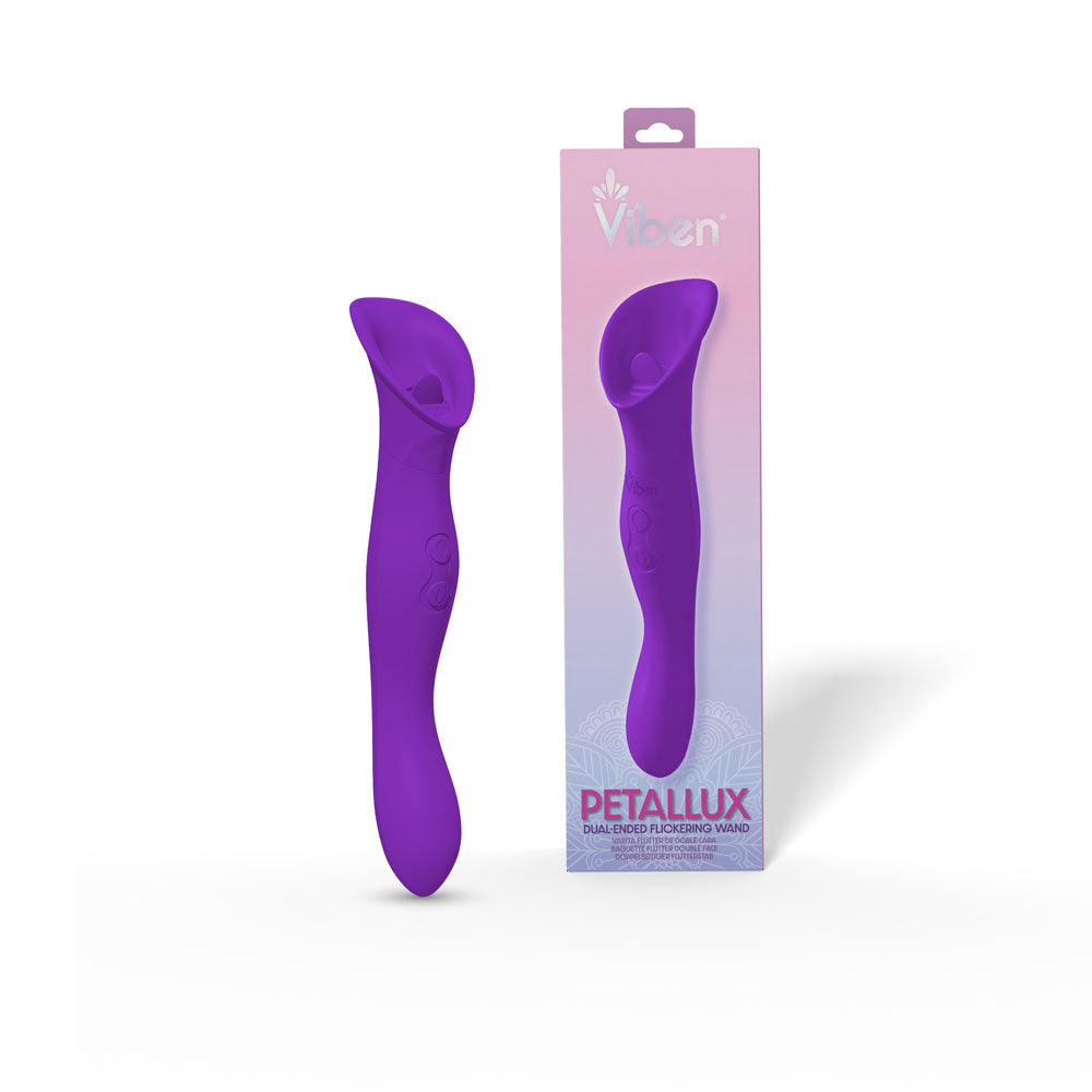 Petallux Clitoral Stimulator - Dual-Ended Waterproof Silicone Vibrator - Purple