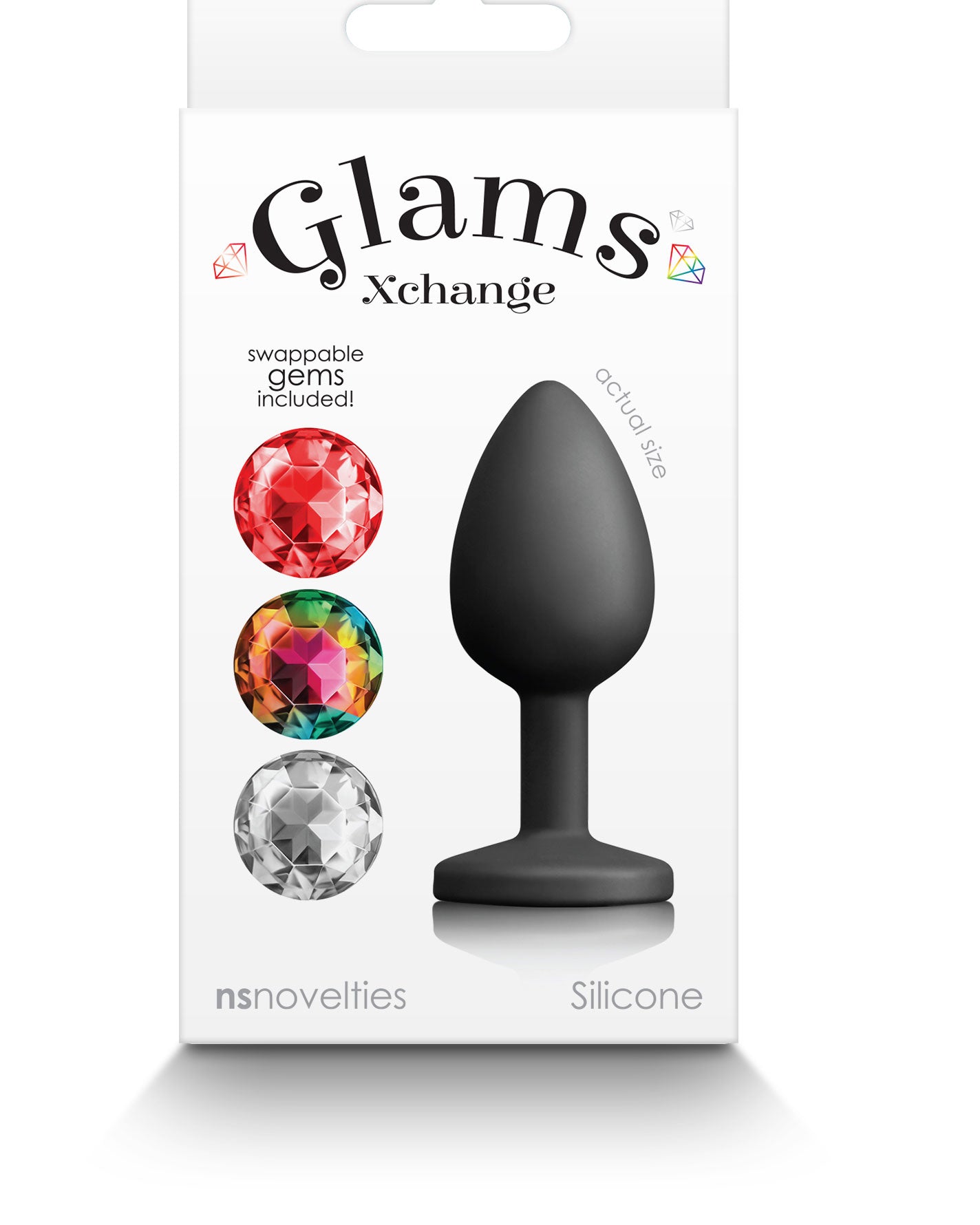 Glams Xchange Round Small Accessory with Interchangeable Gems - Black