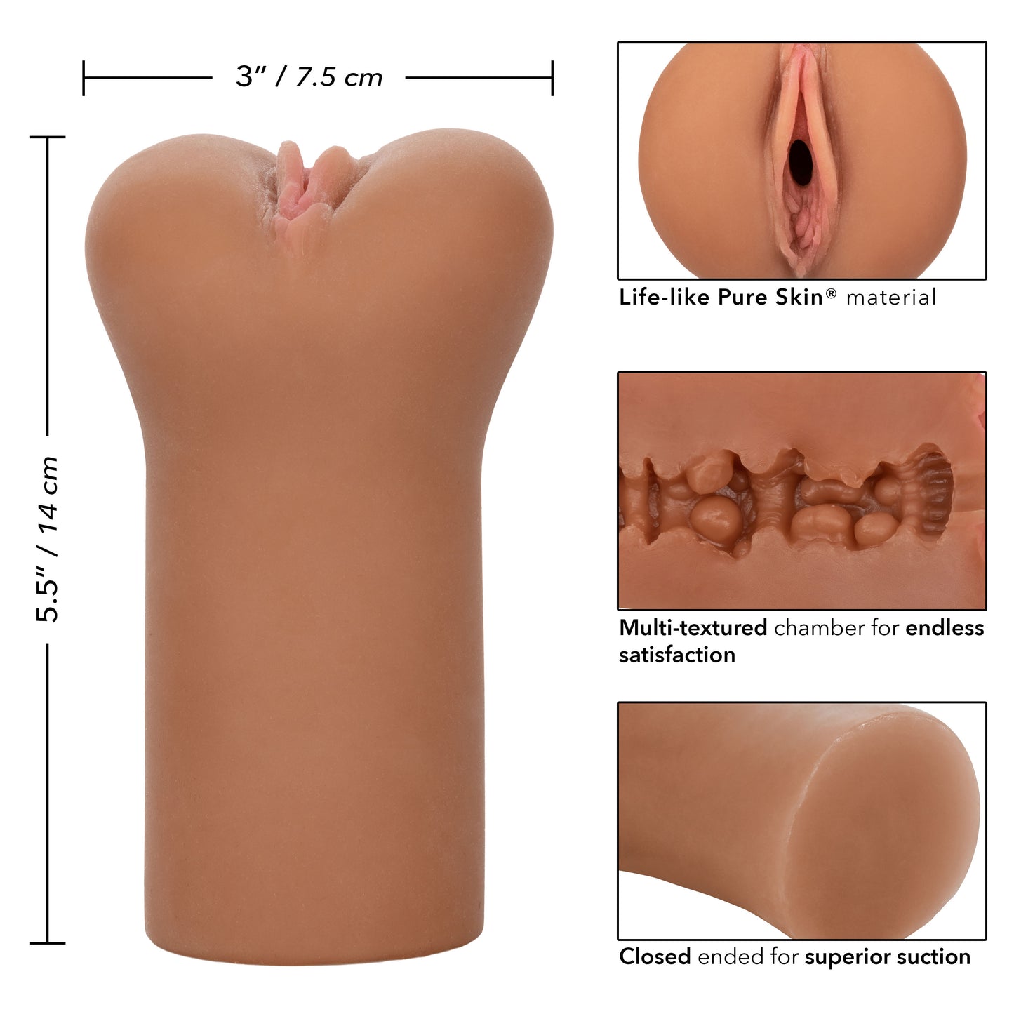 CalExotics Boundless Vulva Stroker – Brown – Closed Ended