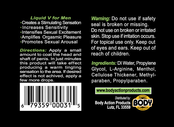 Body Action Liquid V for Men 0.5 Oz – Maximum Strength Stimulating Gel