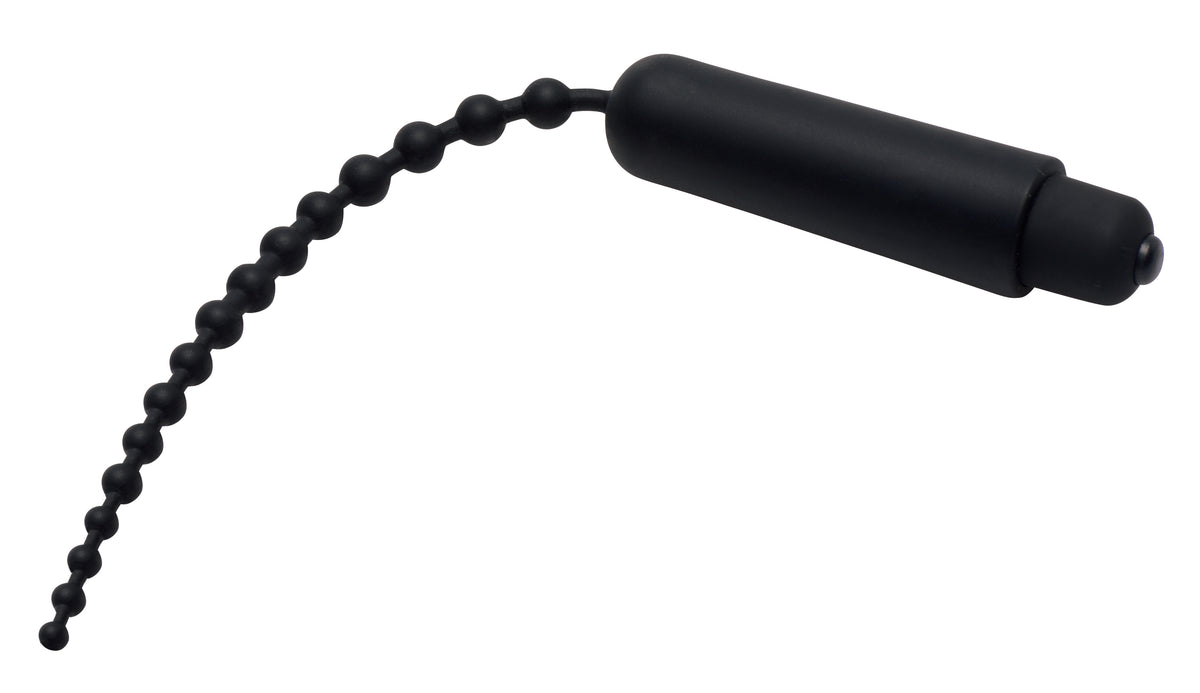 XR Brands Dark Rod Vibrating Beaded Silicone Sound – Black
