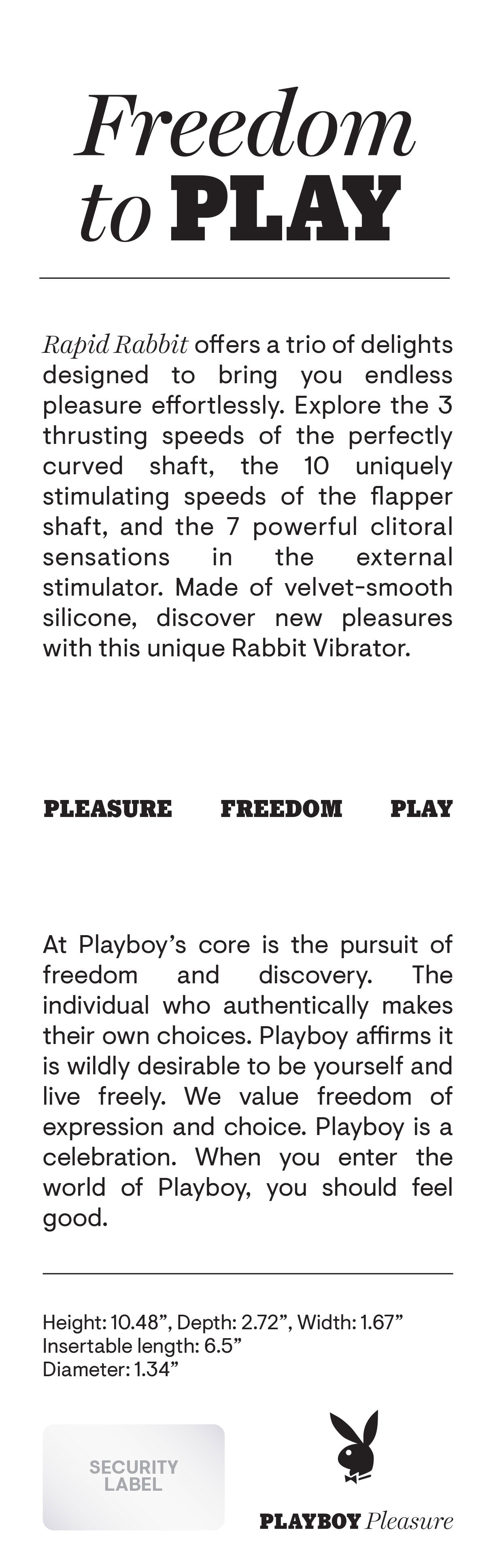 Playboy Pleasure - Rapid Rabbit - Vibrator - Black