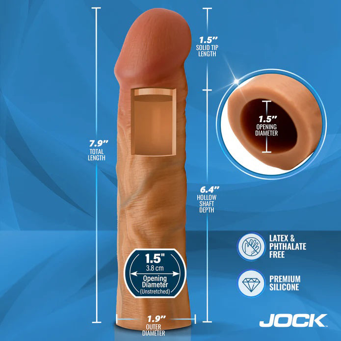 Curve Toys Jock 1.5" Silicone Penis Extension Sleeve - Tan - Realistic Design
