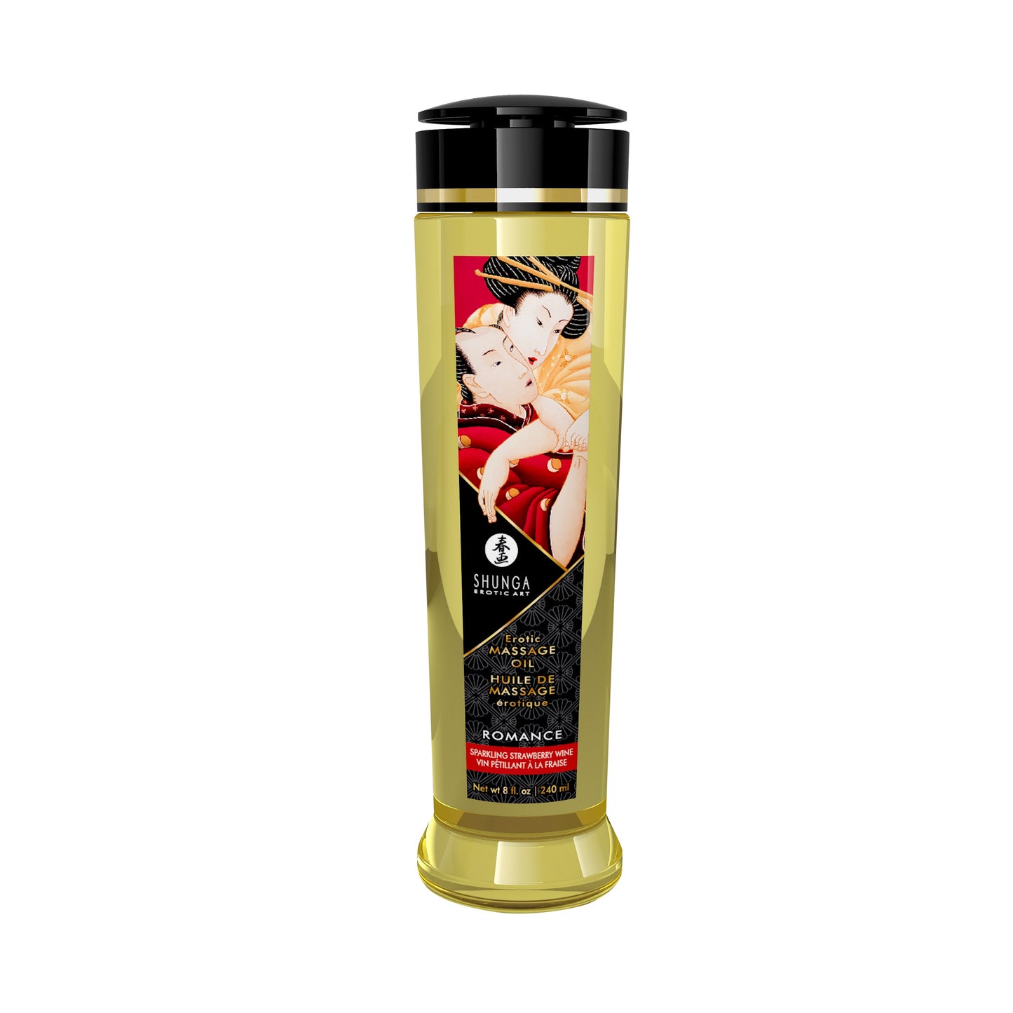 Shunga Romance Massage Oil – Erotic Massage Oil – Sparkling Strawberry Wine – 8 Fl. Oz.
