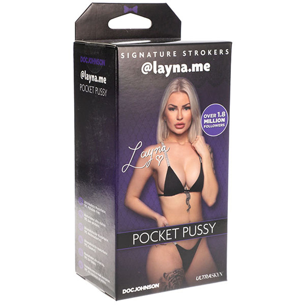 Doc Johnson Signature Strokers - Girls of Social Media - Layna.me - Ultraskyn Pocket Pussy - Realistic - Beige
