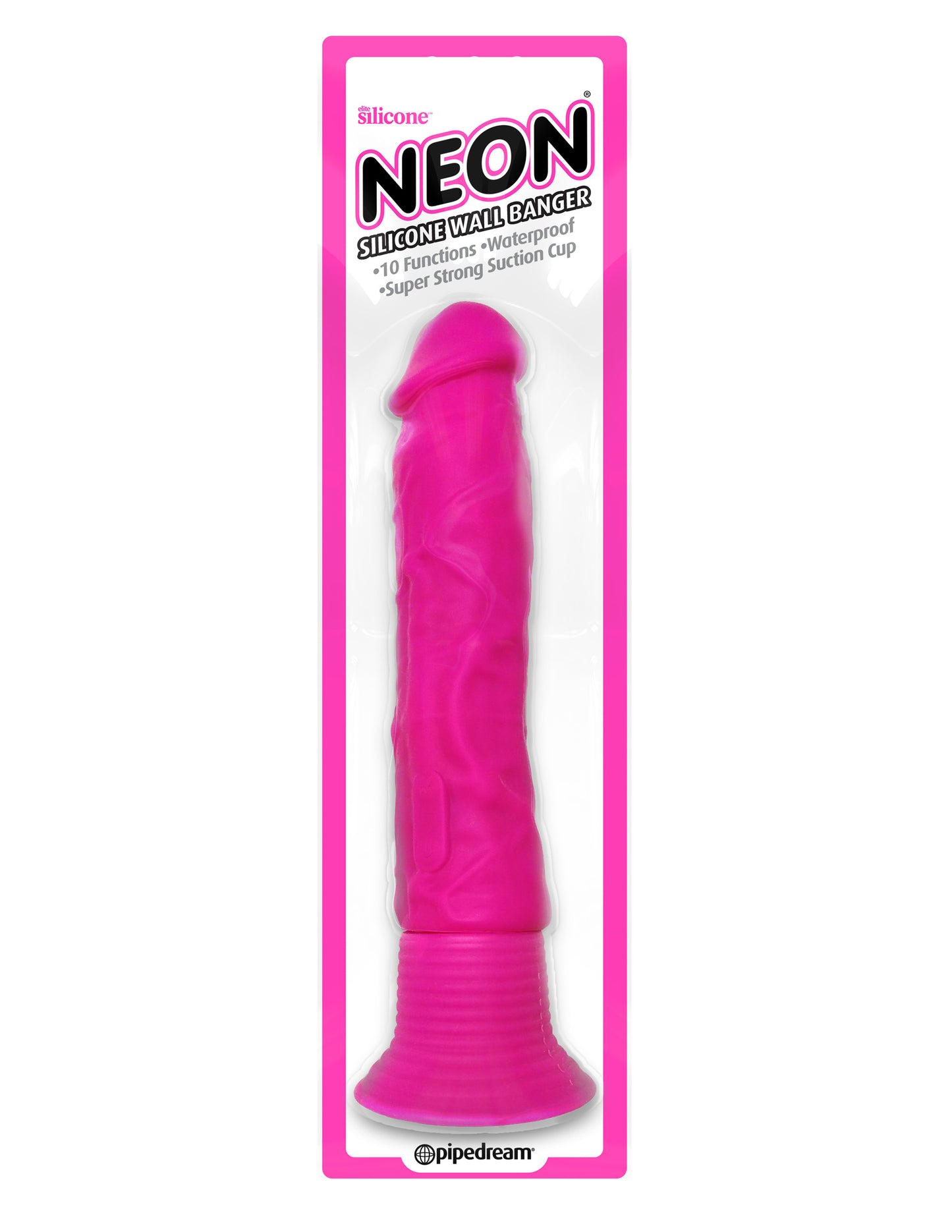 Pipedream Neon Silicone Wall Banger – Pink – Waterproof Suction Cup Dildo