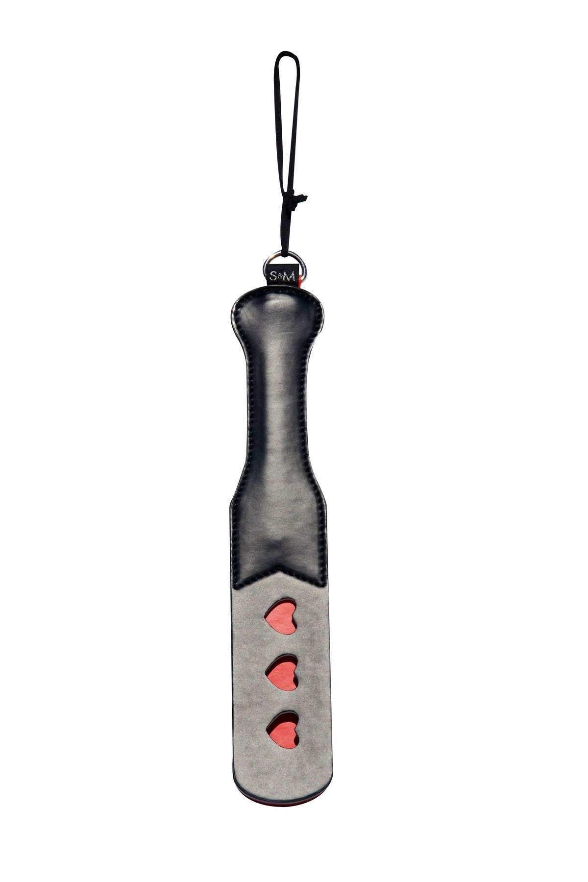 Sportsheets Sex and Mischief Heart Paddle – Spanking Paddle with Heart Impressions – Red/Black