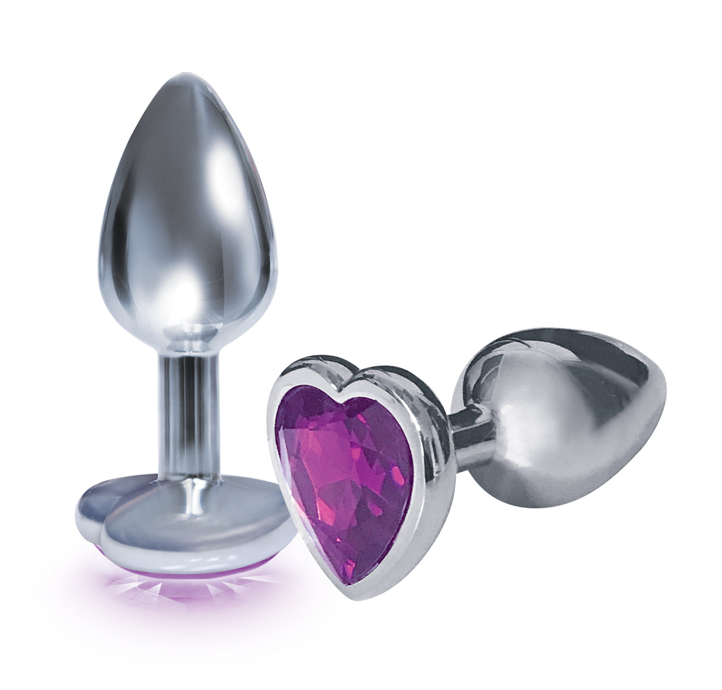 Icon Brands Silver Starter Heart Bejeweled Butt Plug – Violet