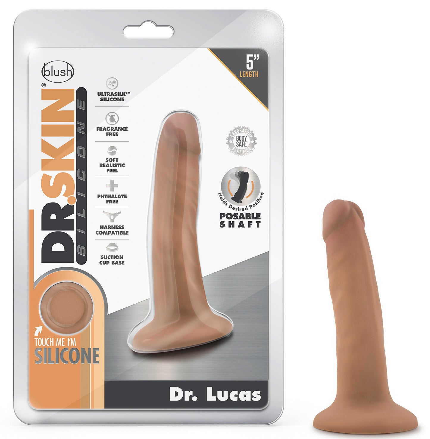 Dr. Skin Dr. Lucas 5 Inch Dong with Suction Cup - Mocha