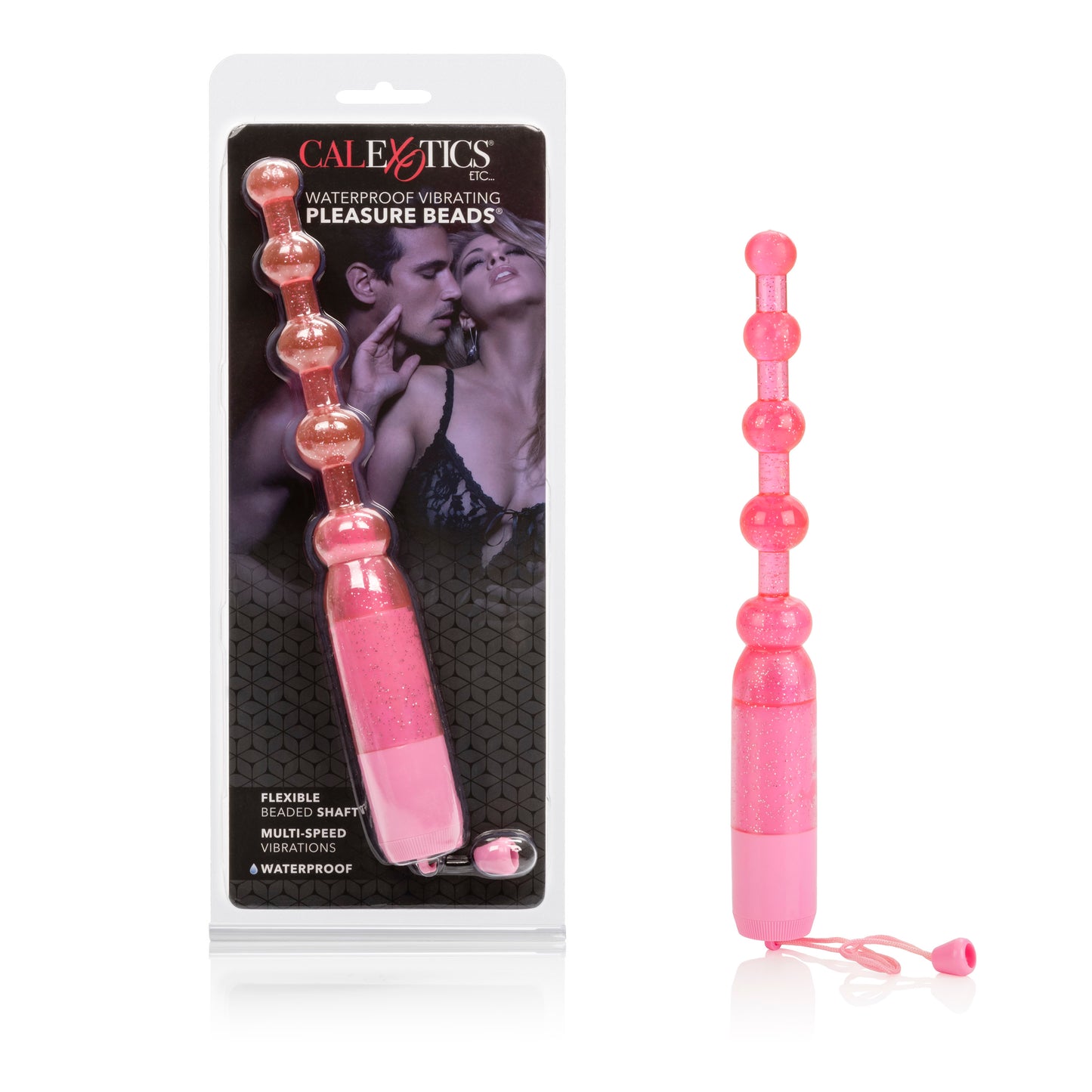 CalExotics Vibrating Pleasure Beads - Pink - Glittered Jelly Probes