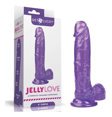 Jelly Love 9" Dildo - Realistic Curved Design with Suction Base - Purple