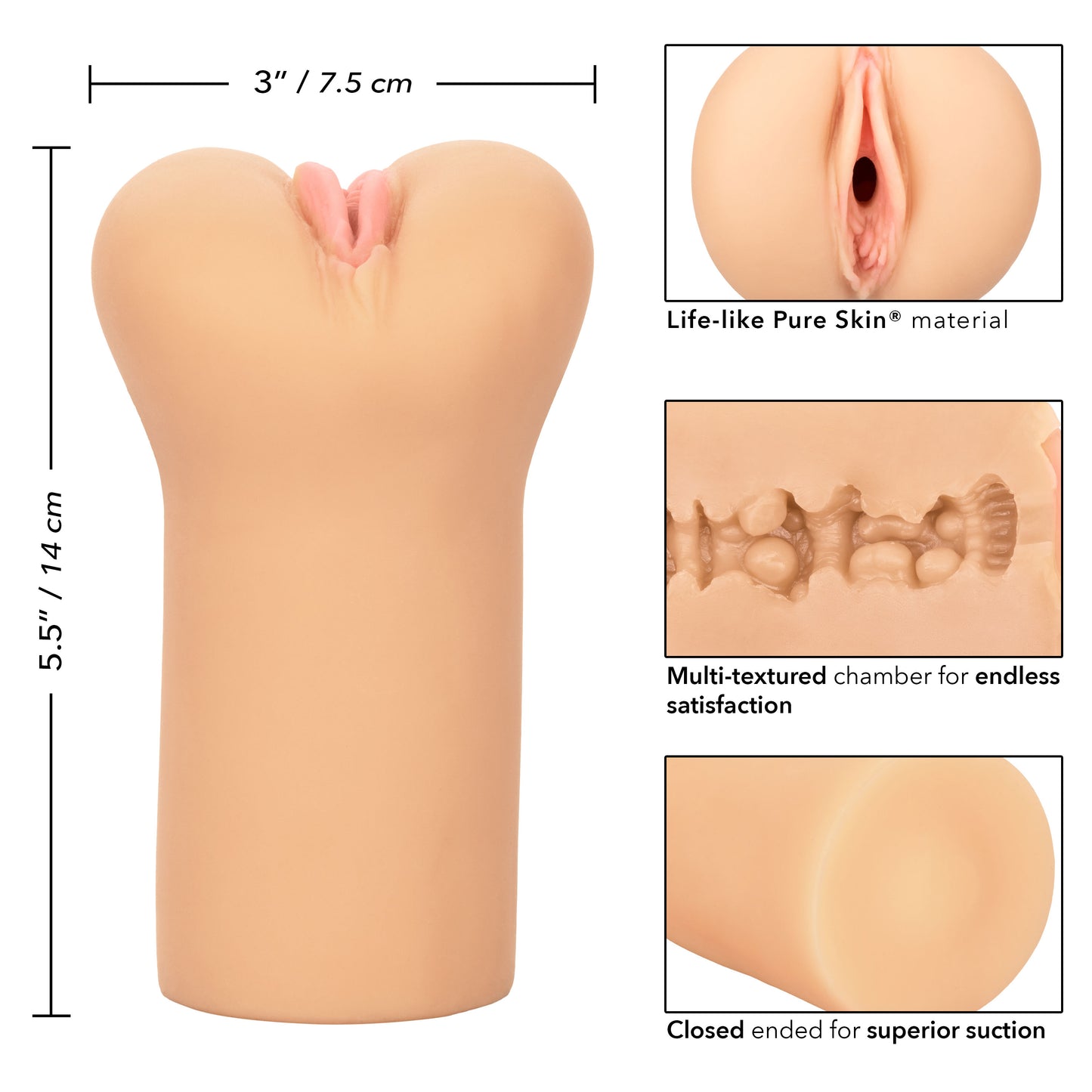 CalExotics Boundless Vulva - Ivory - Closed Ended Stroker