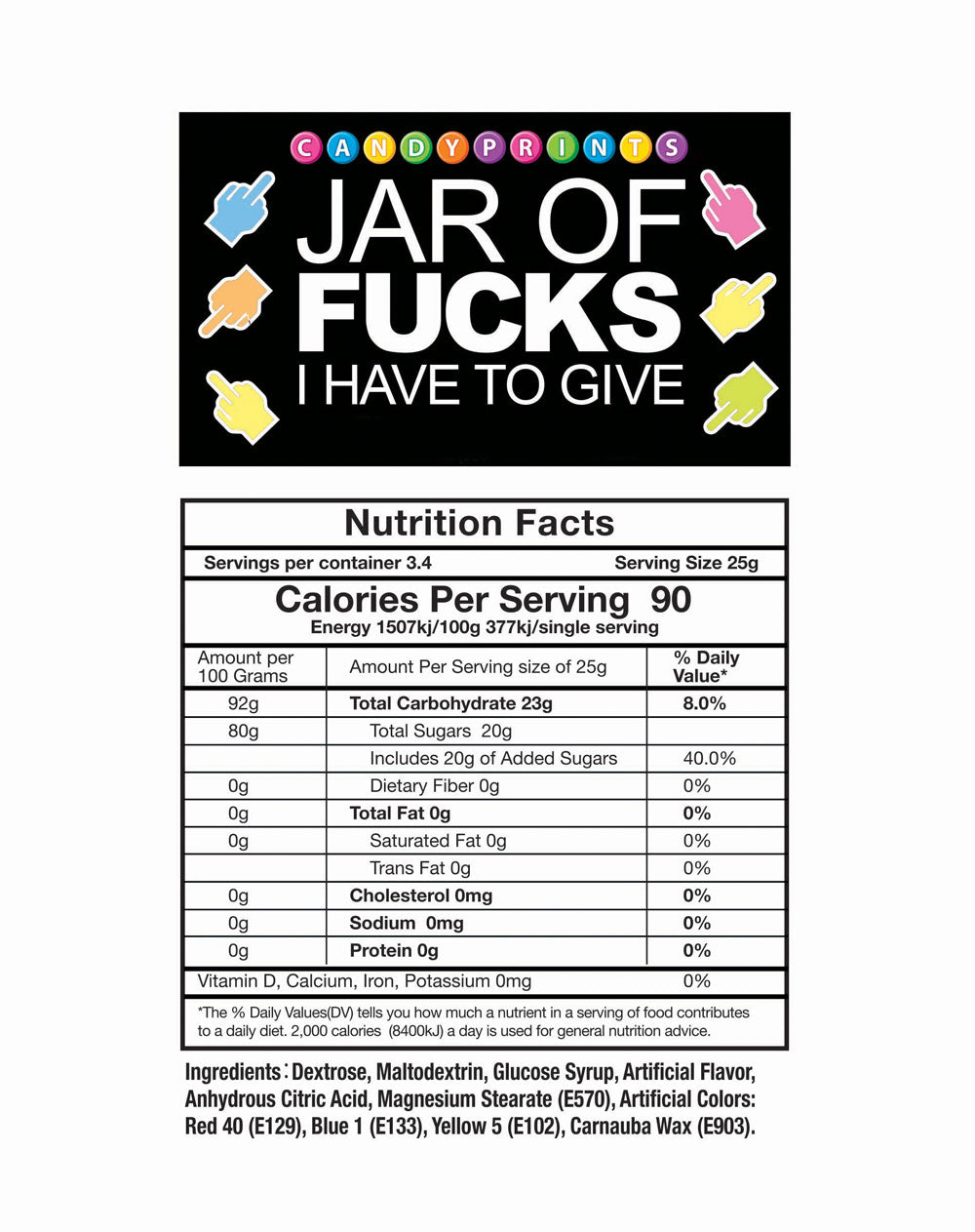 Little Genie Jar of Fucks I Have to Give – 2lb Tart Candy