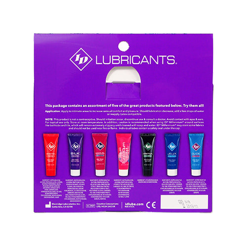 ID Sensual Lubricants 5 Pack Assorted Sampler – Includes Glide, Millennium, Pleasure, and Flavored Lubes