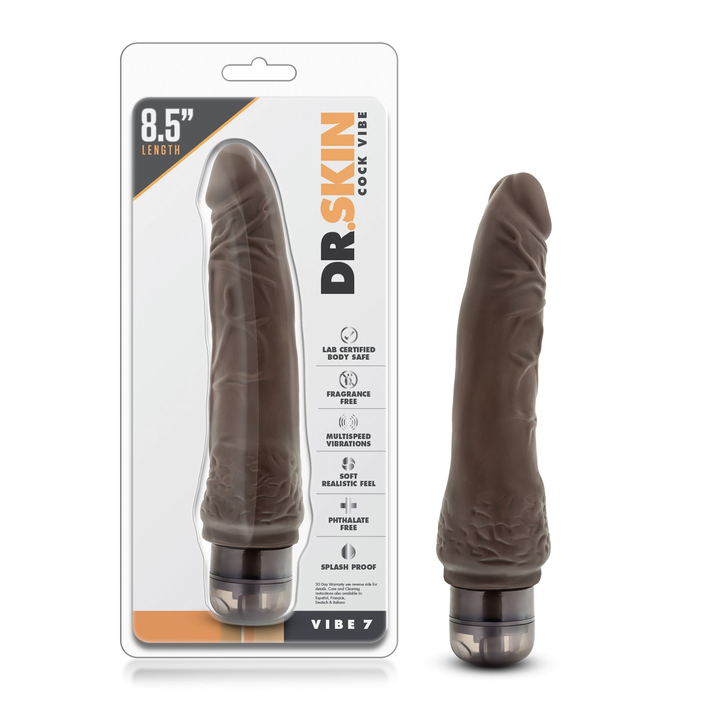 Blush Dr. Skin Vibe 7 Vibrator – Brown – Realistic Design with Multi-Speed Vibrations