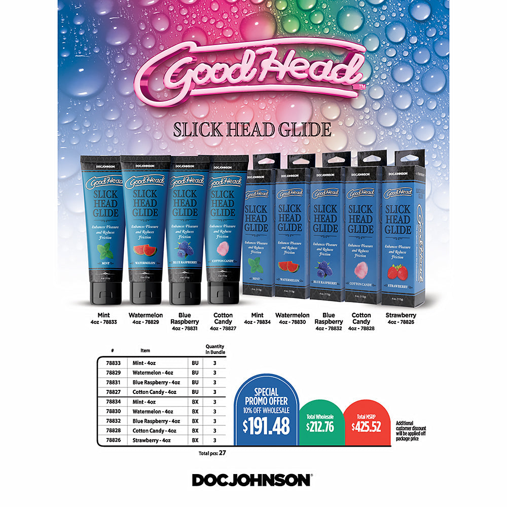 Doc Johnson Good Head Slick Bundle – Assorted Flavors Lubricant