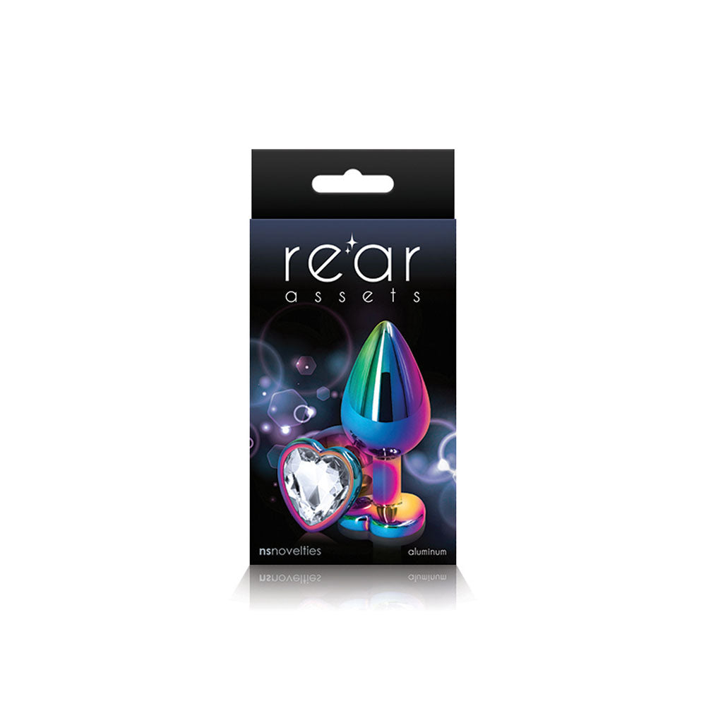 Rear Assets Multicolor Heart Medium Anal Toy - Clear