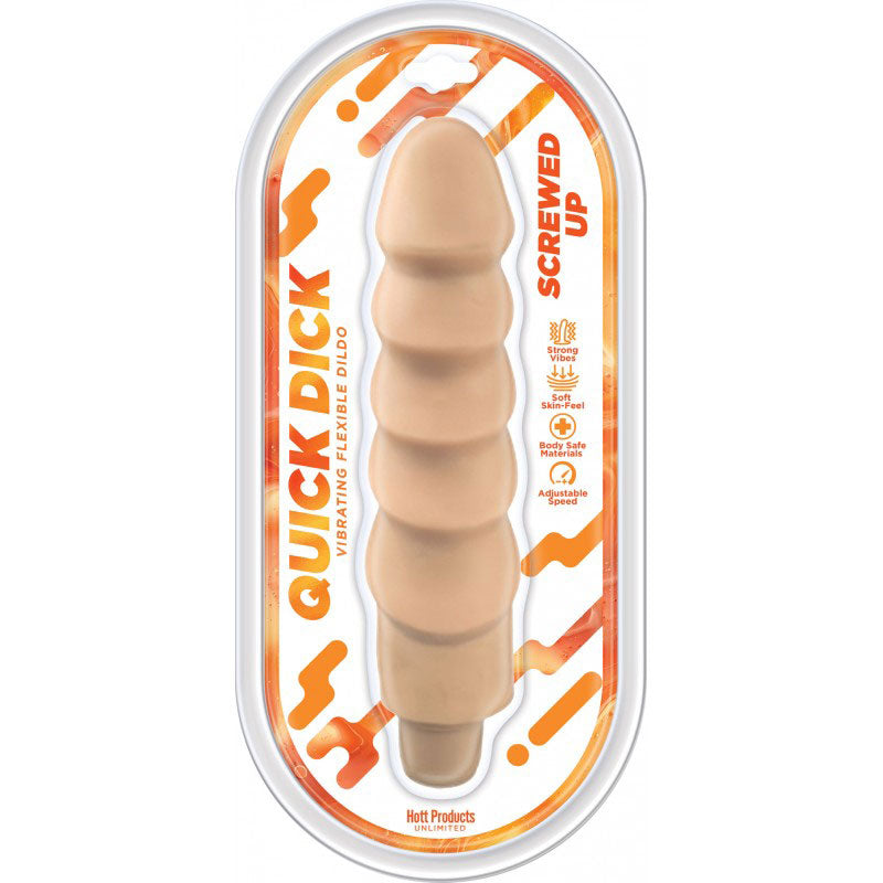 Screwed Up Quick Dick Vibrating Flex Dildo - 8 Inch - Beige