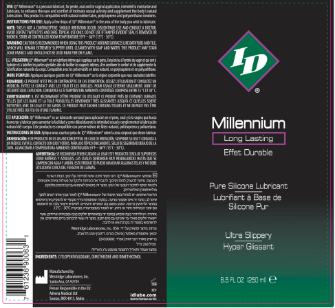 ID Millennium Silicone Lubricant 8.5 Oz – Long-Lasting, Latex Compatible, Clear