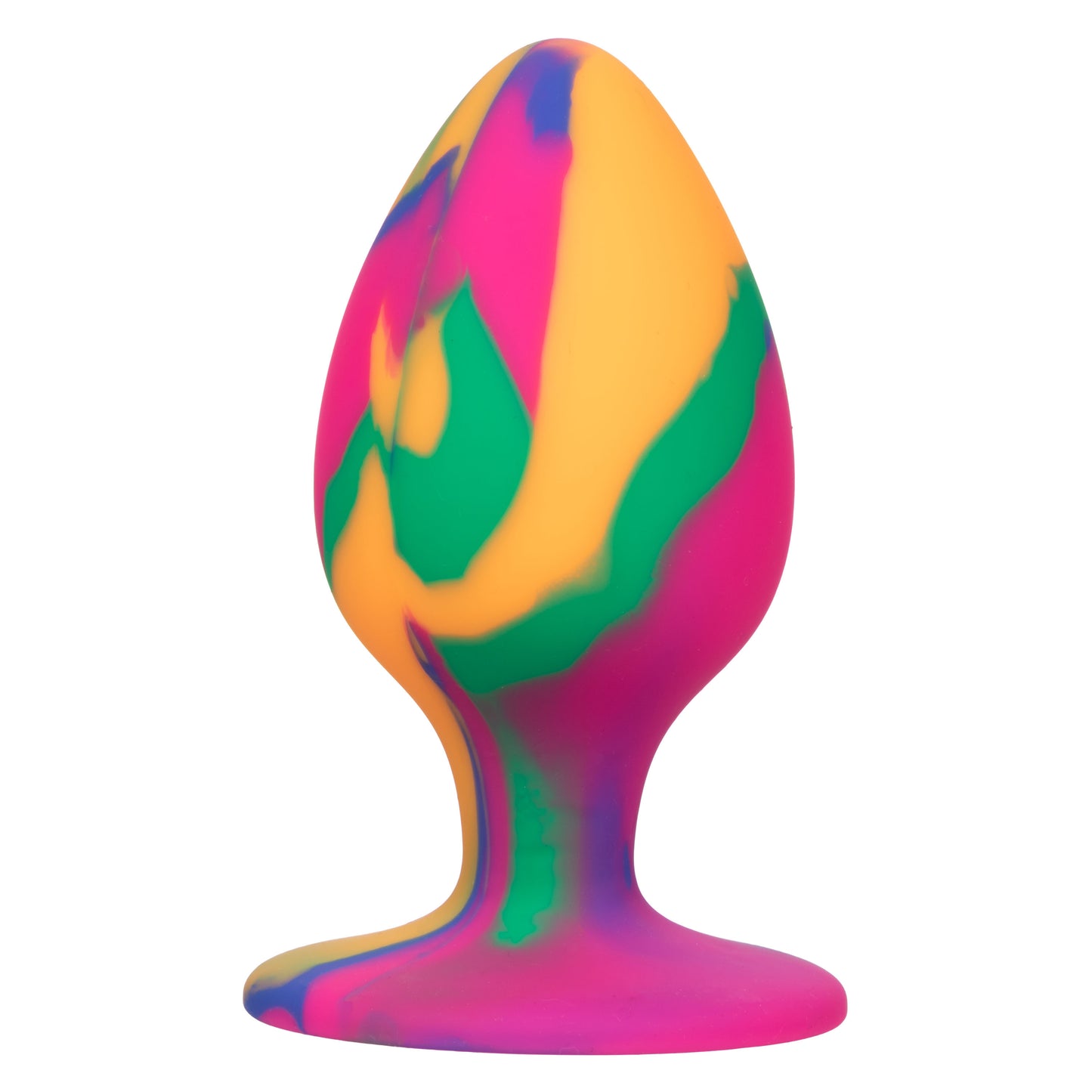 CalExotics Cheeky Large Tie-Dye Plug – Waterproof Silicone Anal Plug with Suction Cup – Multi-Color