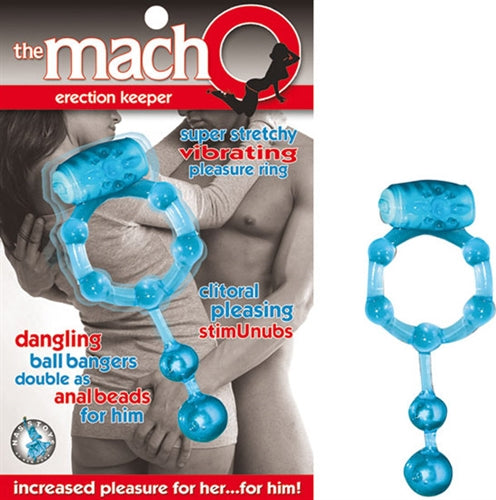 Nasstoys Macho Erection Cock Ring with Vibrating Clitoral Stimulators – Blue