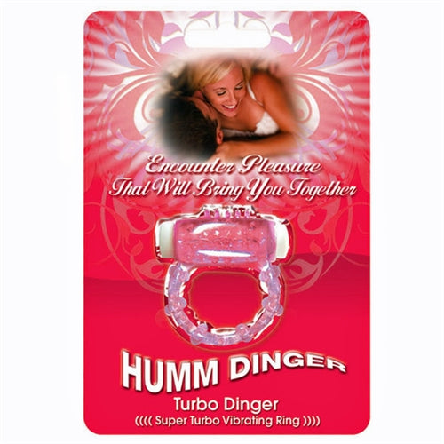Hott Products Humm Dinger Turbo Cockring with Vibration - Purple