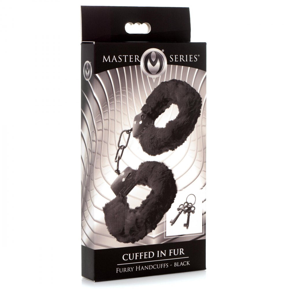 XR Brands Cuffed in Fur Furry Handcuffs – Black