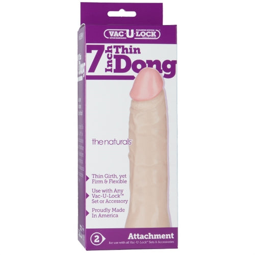 Doc Johnson Vac-U-Lock 7 Inch Thin Dong - Realistic Beige