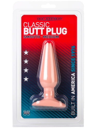 Doc Johnson Classic Butt Plug Smooth - Medium - Tapered Design - White